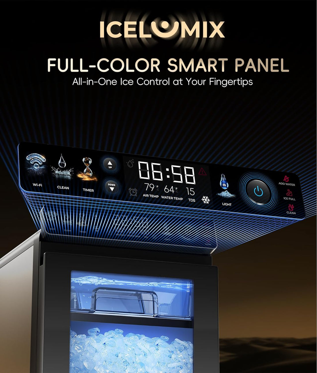Smart Nugget Ice Maker Countertop –Ice Machine with Full-Color Display, App & Voice Control