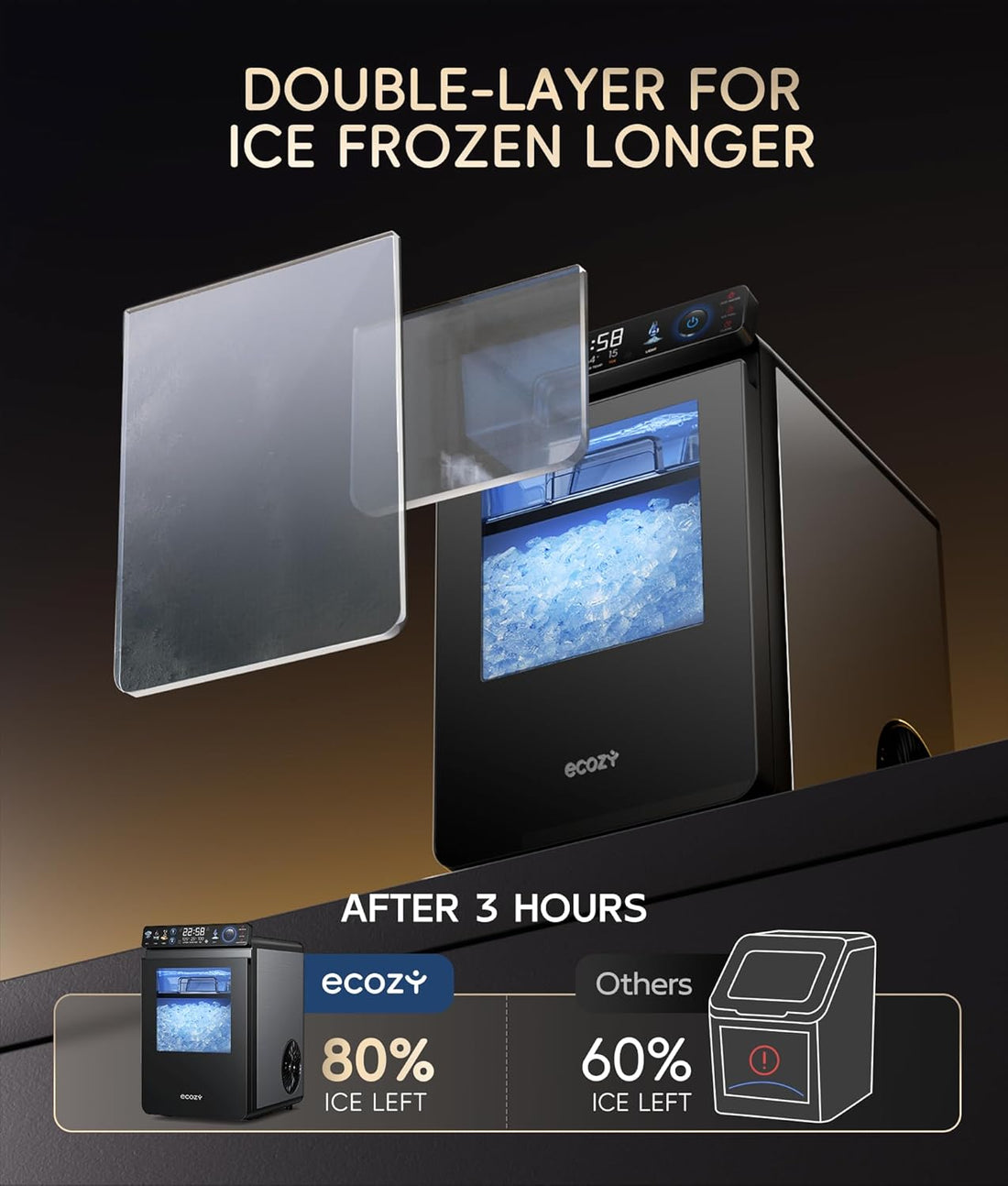 Smart Nugget Ice Maker Countertop –Ice Machine with Full-Color Display, App & Voice Control