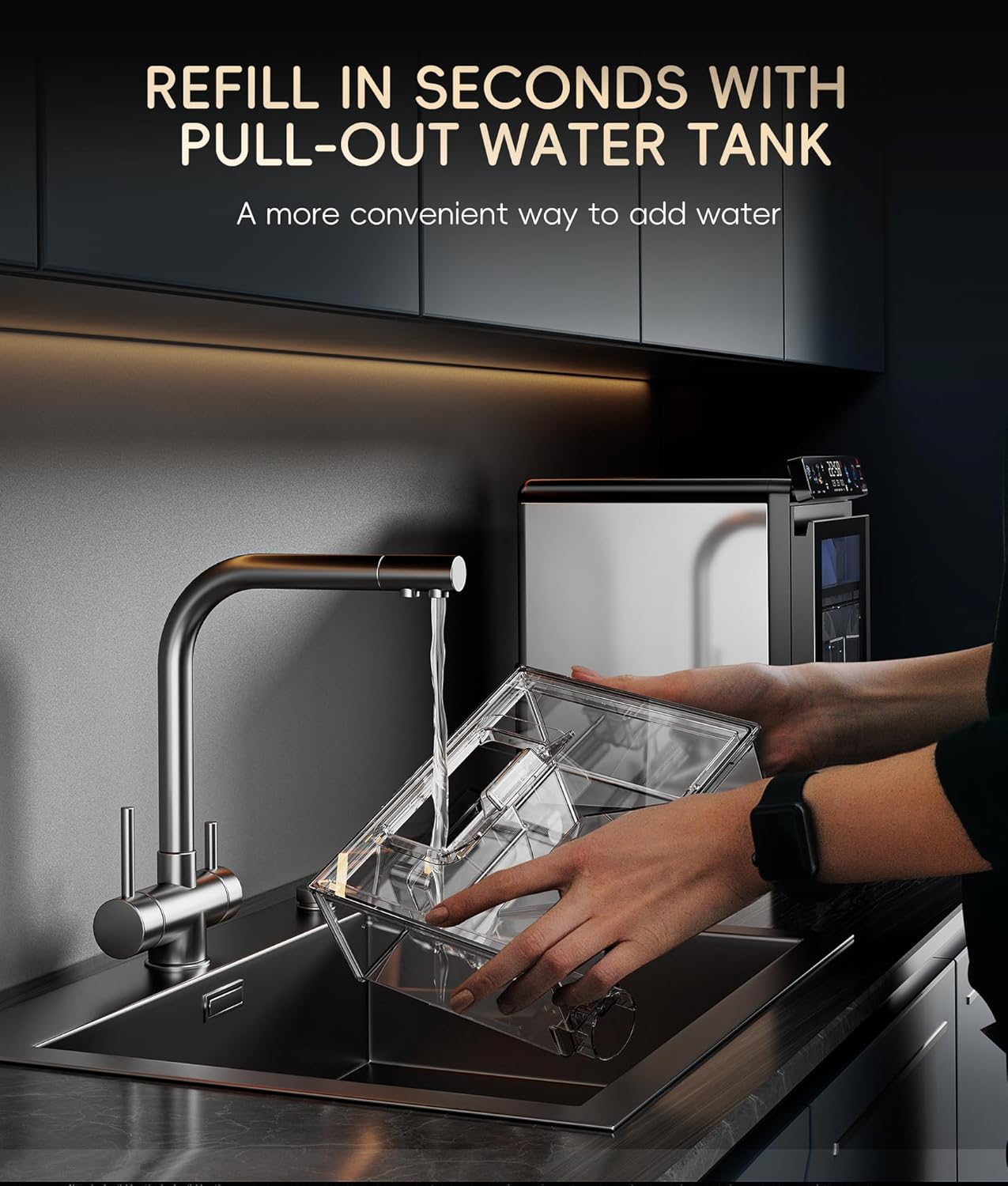 Smart Nugget Ice Maker Countertop –Ice Machine with Full-Color Display, App & Voice Control