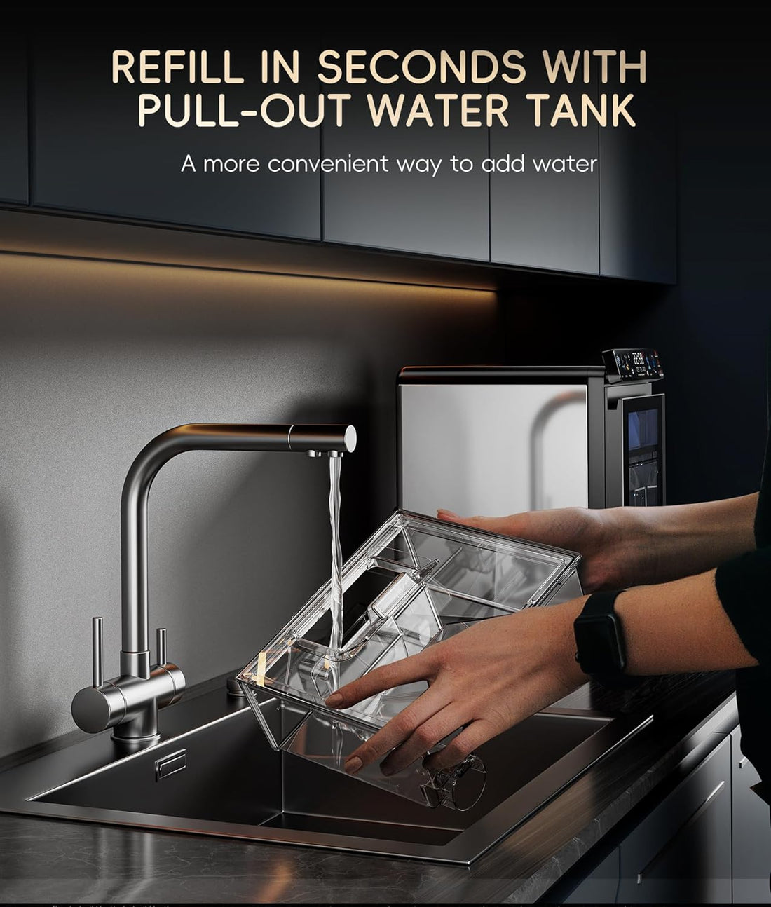 Smart Nugget Ice Maker Countertop –Ice Machine with Full-Color Display, App & Voice Control