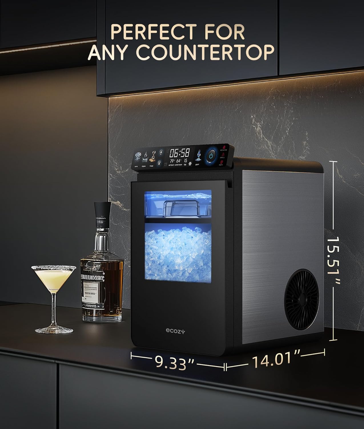 Smart Nugget Ice Maker Countertop –Ice Machine with Full-Color Display, App & Voice Control