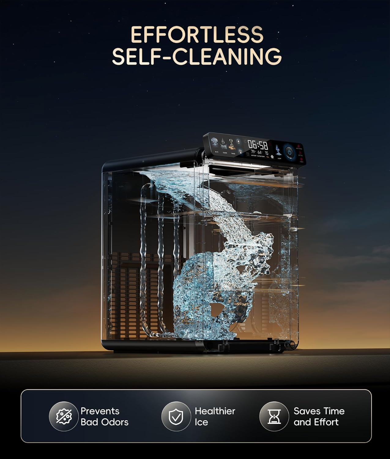 Smart Nugget Ice Maker Countertop –Ice Machine with Full-Color Display, App & Voice Control