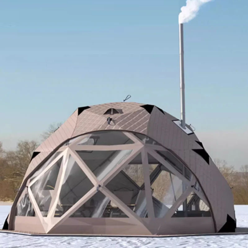 Modern Octagonal Winter Tent with Ice Fishing - Extra Large Insulated Sauna Tent with Chimney /Stove Hole