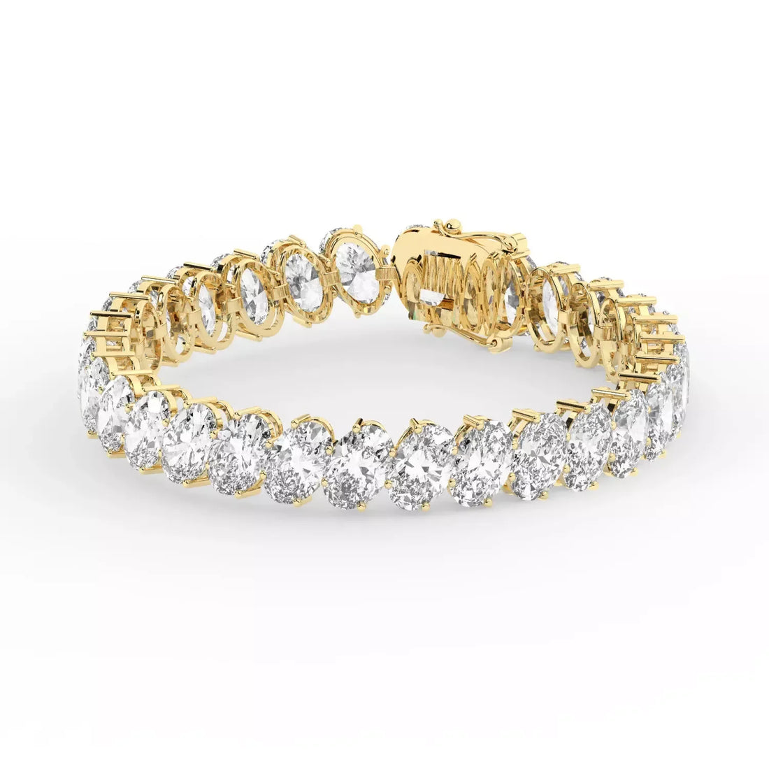 Modern Oval Cut Lab Grown Diamond Tennis Bracelet in 14K Yellow Gold