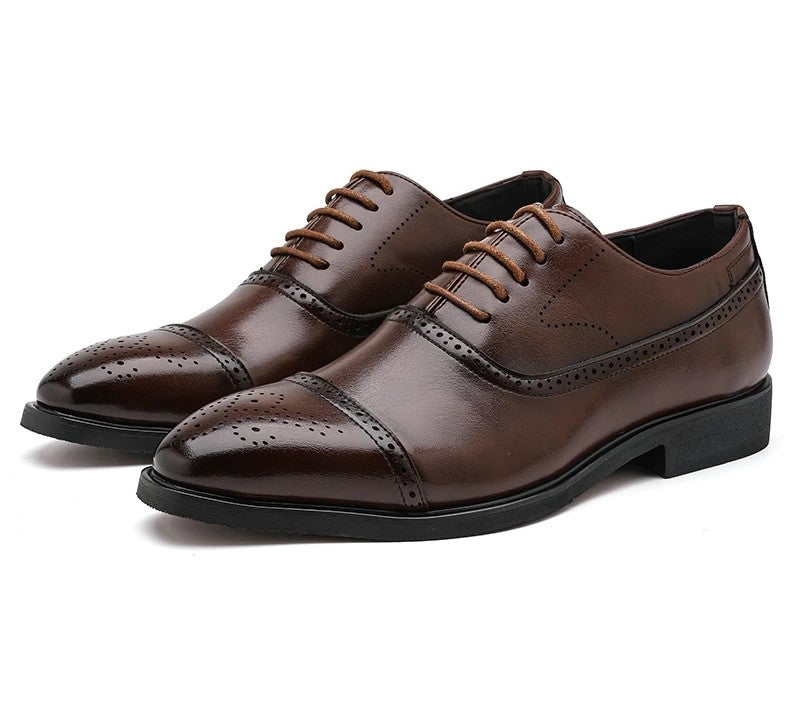 Modern Men’s Formal Red Sole Brogue Dress Shoes - Leather Business Shoes