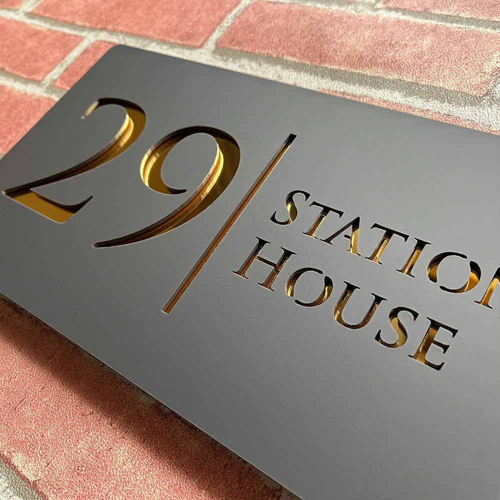 Personalised Laser Cut 28Cm Acrylic Modern 3D Floating House Number Sign