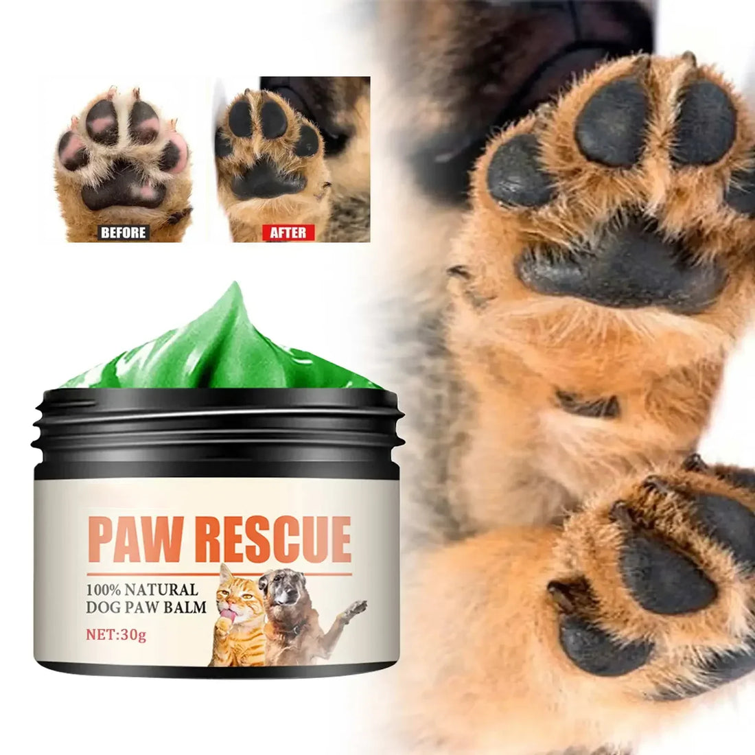 Pet Paw Cream Dog Cat Paw Cleaner Kitten Foot Washer Foot Cleaning Protection Moisturizer Pet Supplies Dry Healthy Care Balm 30G