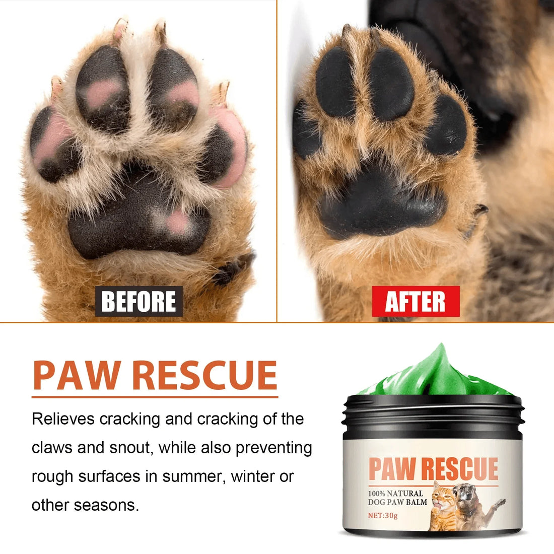 Pet Paw Cream Dog Cat Paw Cleaner Kitten Foot Washer Foot Cleaning Protection Moisturizer Pet Supplies Dry Healthy Care Balm 30G