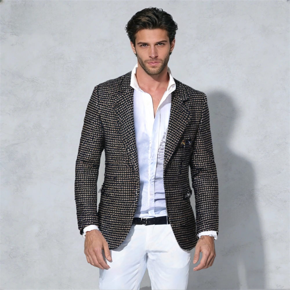 Modern Men – Houndstooth Notch Lapel Business Blazer