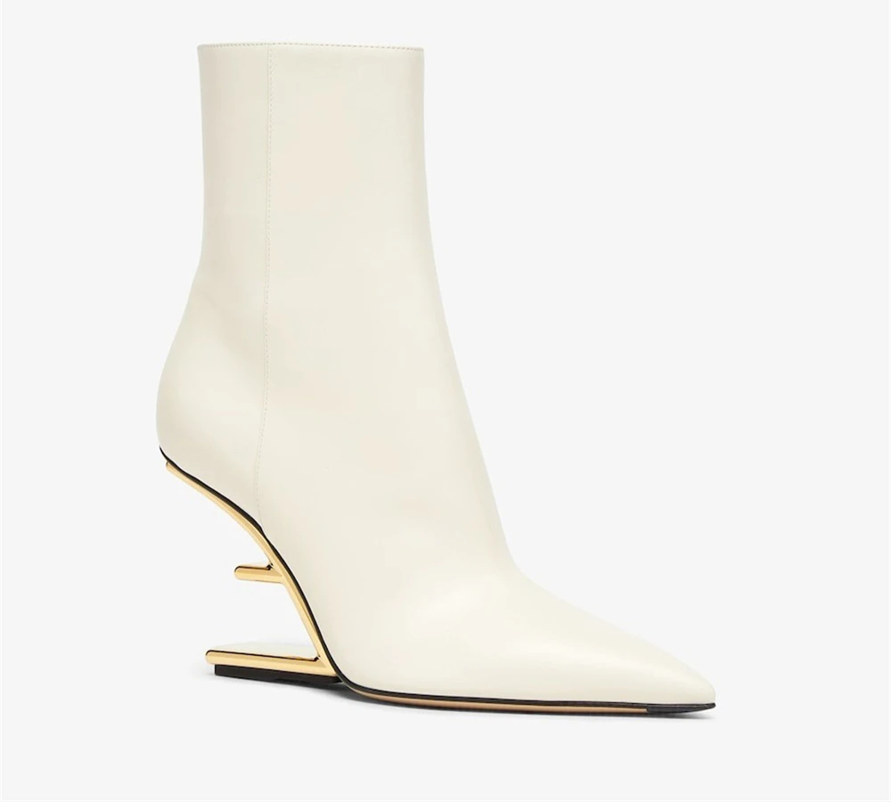 Modern Black Pointed Toe Heeled Ankle Boots for Women