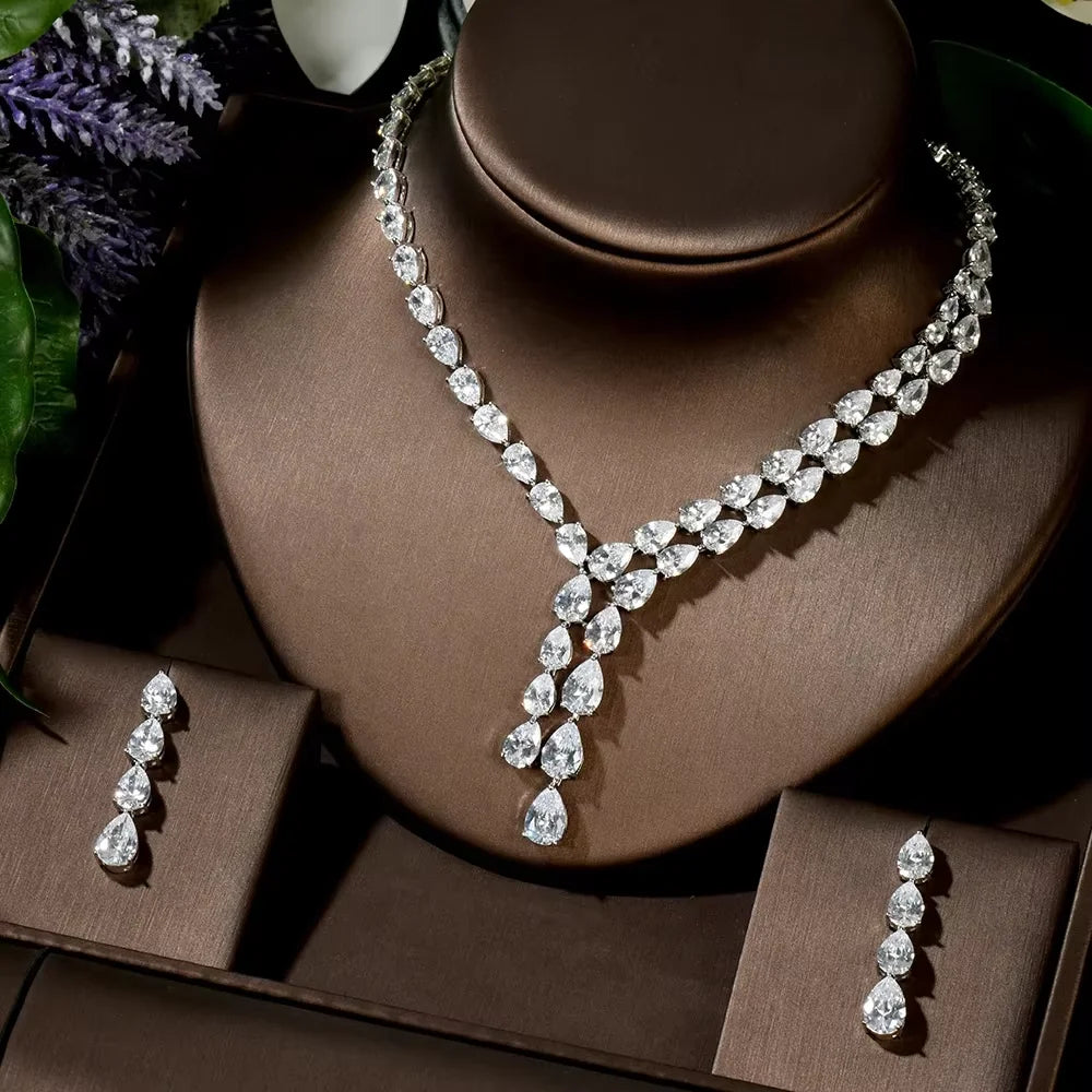 Luxury Women's Wedding Necklace and Earring Set – American Style Jewelry