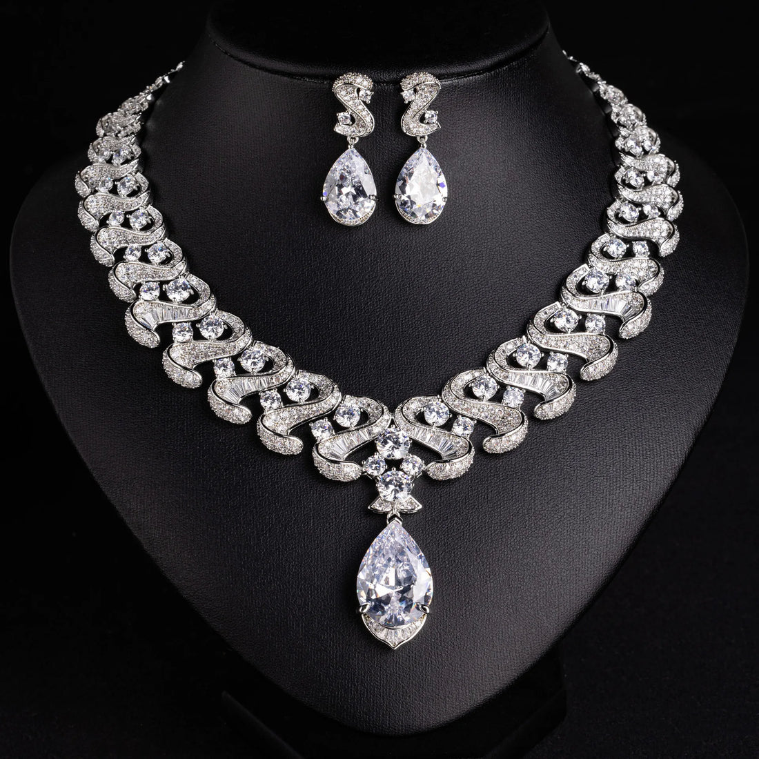 Luxury Women's Wedding Necklace and Earring Set – American Style Jewelry