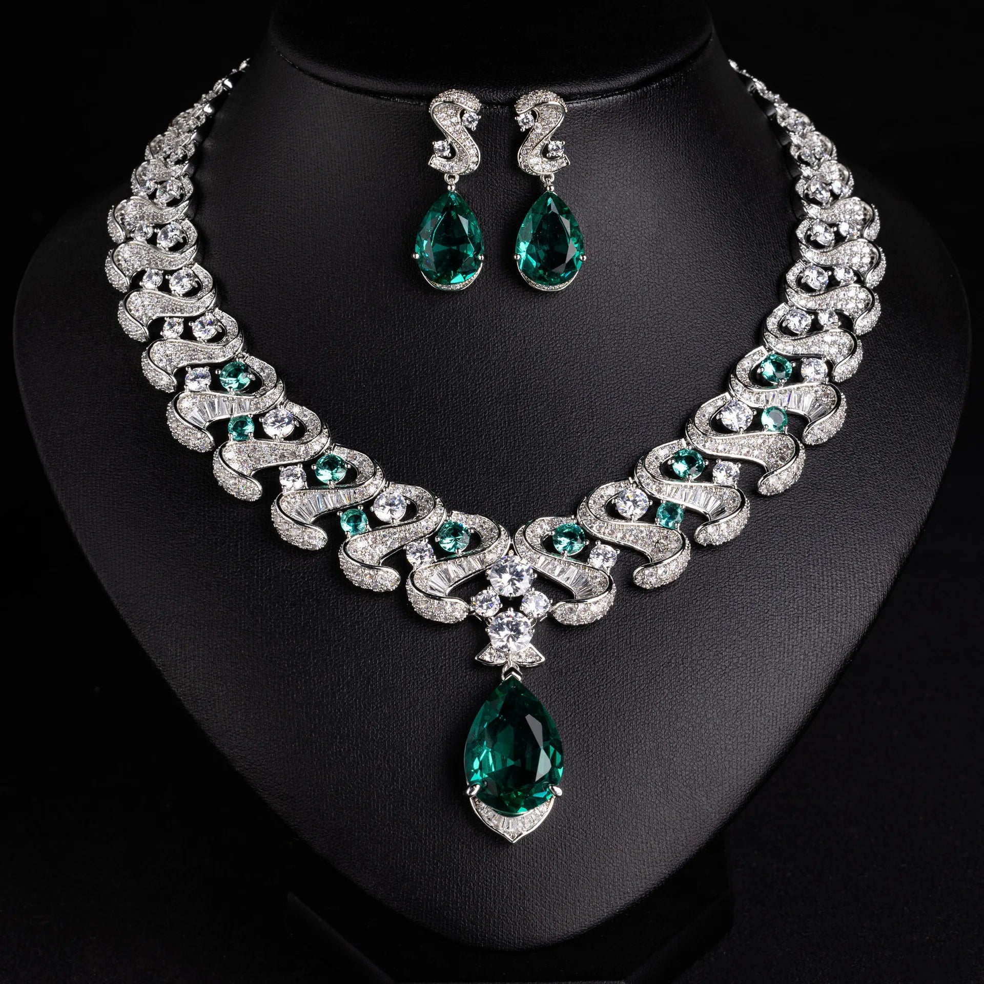 Luxury Women's Wedding Necklace and Earring Set – American Style Jewelry