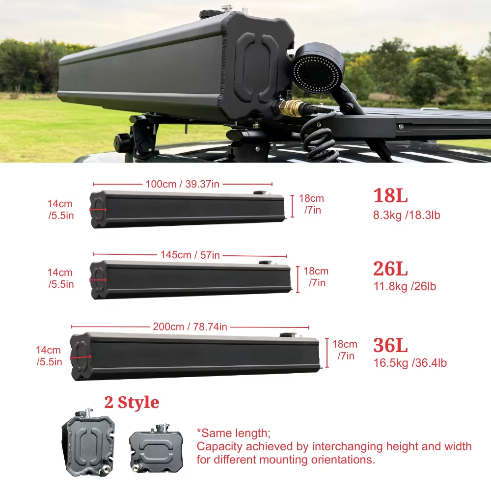 Modern Travel Camping Portable  26L - Aluminum Waterproof Pressurized Off-Road Car Shower Water Tank