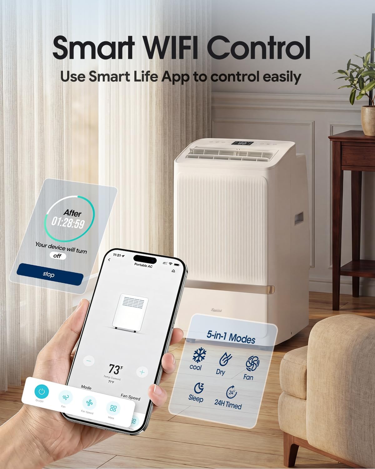New Smart Home 5 in 1 Portable Air Conditioner 16000BTU Cooling