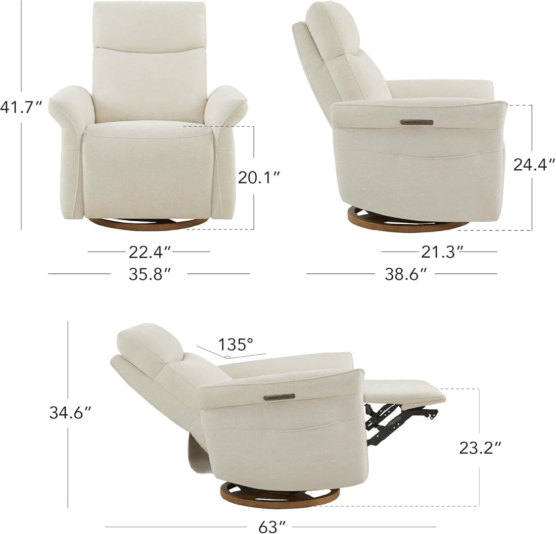 New Power Recliner Chair – Triple Motor Swivel Glider Nursery Rocking Chair with Adjustable Headrest & Lumbar Support