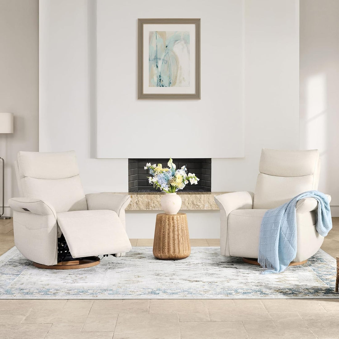 New Power Recliner Chair – Triple Motor Swivel Glider Nursery Rocking Chair with Adjustable Headrest & Lumbar Support