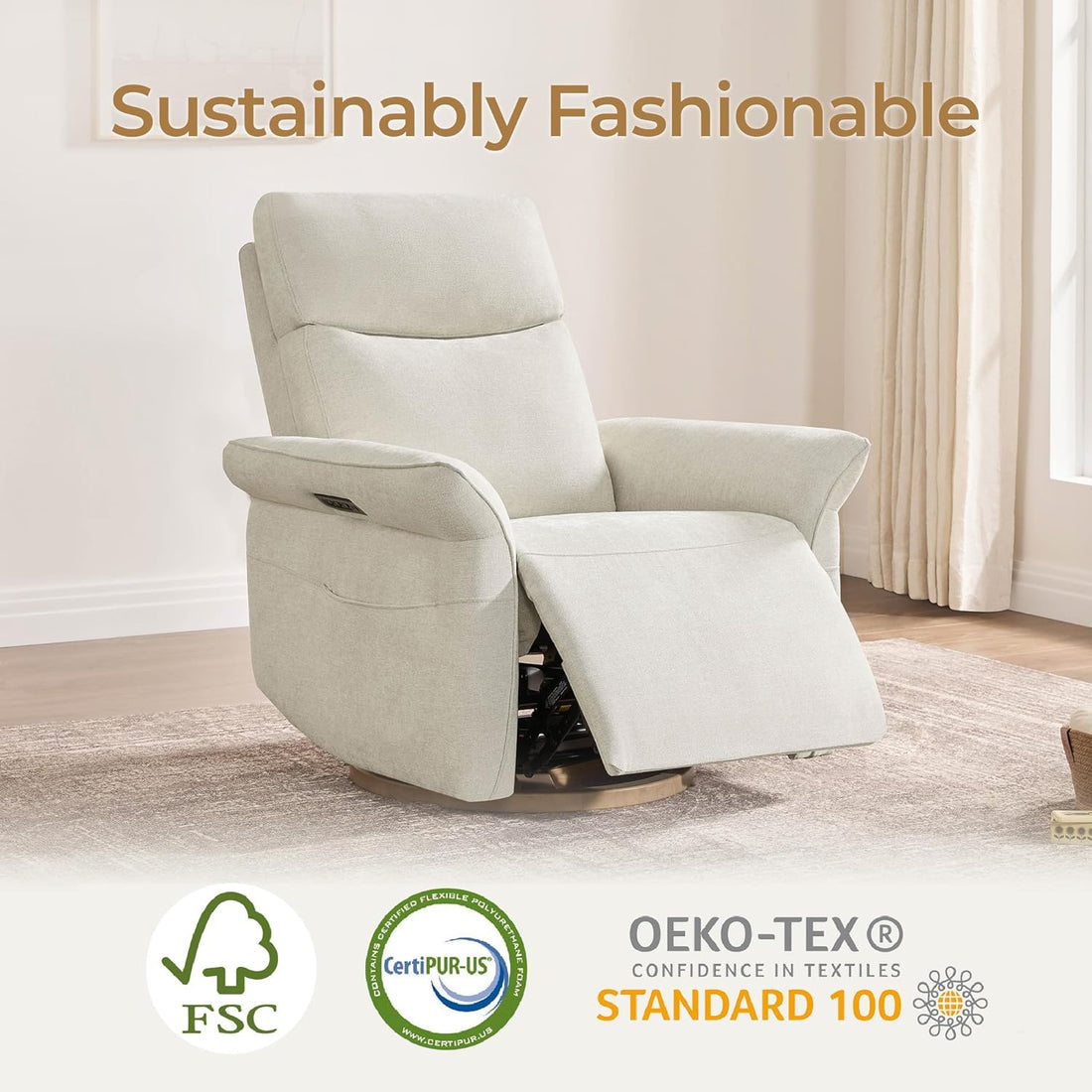 New Power Recliner Chair – Triple Motor Swivel Glider Nursery Rocking Chair with Adjustable Headrest & Lumbar Support