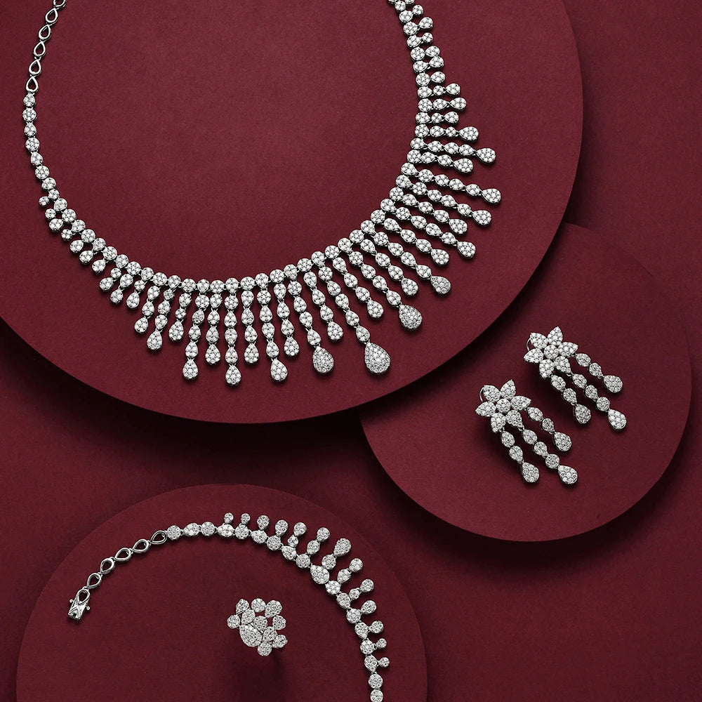 Luxury Moissanite Women Jewelry Set in Sterling Silver