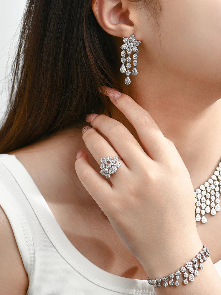 Luxury Moissanite Women Jewelry Set in Sterling Silver