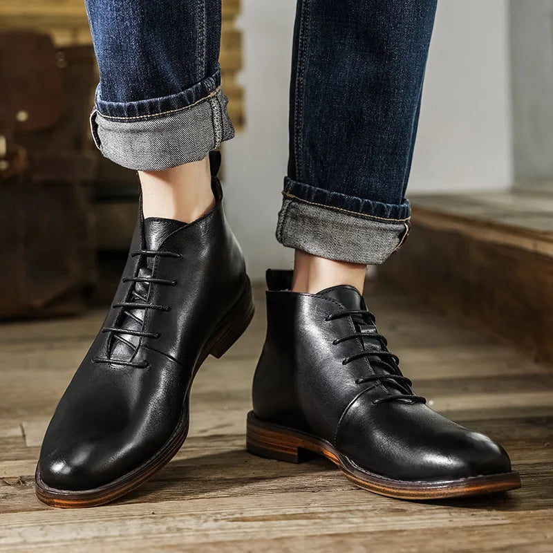 Men’s Retro Genuine Leather Ankle Boots