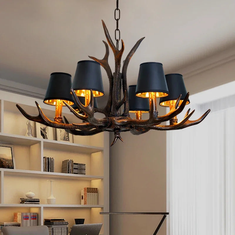 New Retro Antler Chandelier – Rustic Luxury Pendant Light for Dining Room, Living Room & Kitchen