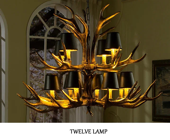 New Retro Antler Chandelier – Rustic Luxury Pendant Light for Dining Room, Living Room & Kitchen