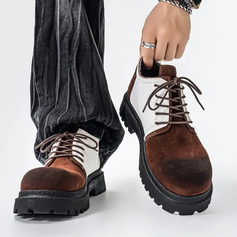 Retro Men’s Derby Shoes – Big Head Platform Sneakers, Handmade Shoes