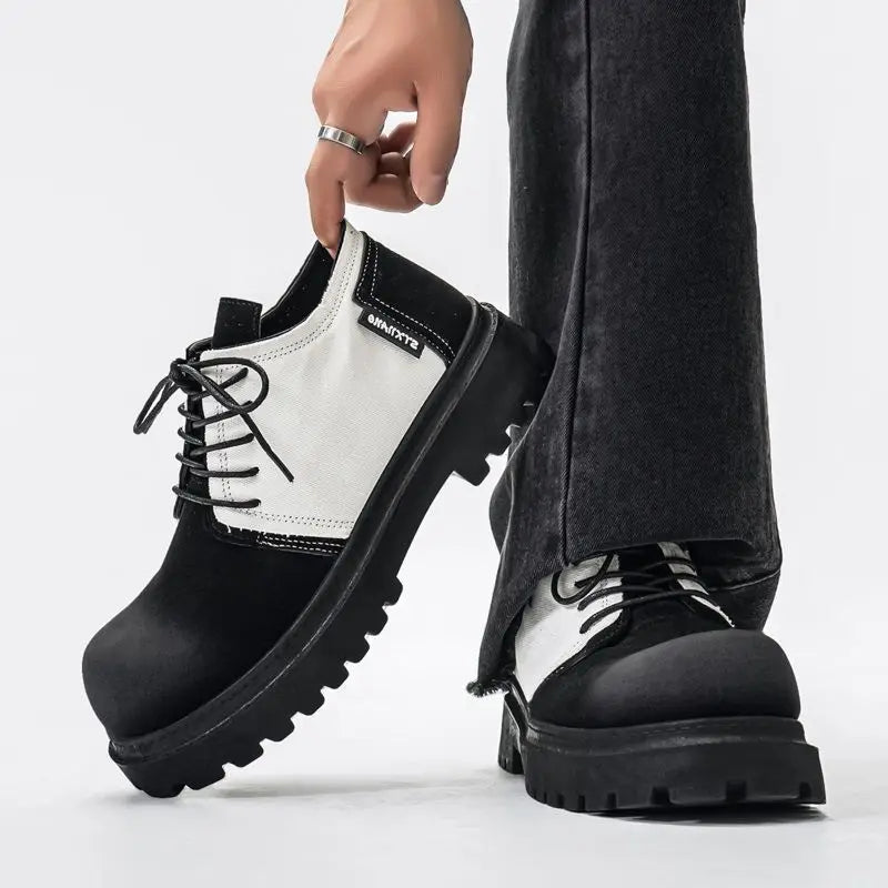 Retro Men’s Derby Shoes – Big Head Platform Sneakers, Handmade Shoes