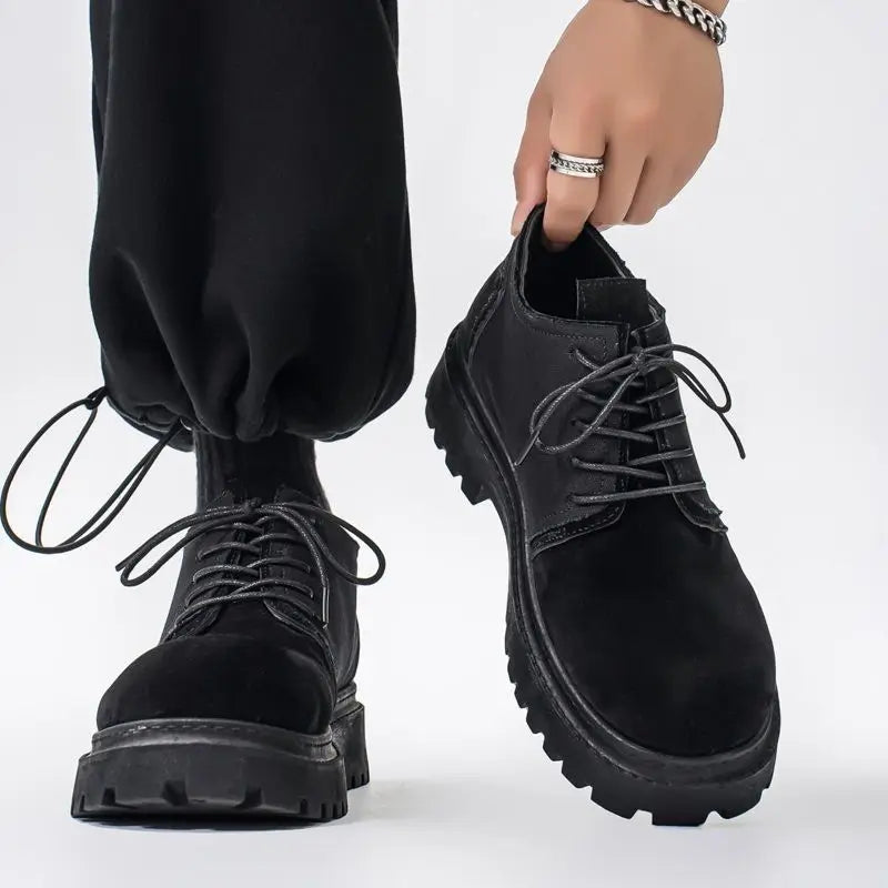 Retro Men’s Derby Shoes – Big Head Platform Sneakers, Handmade Shoes