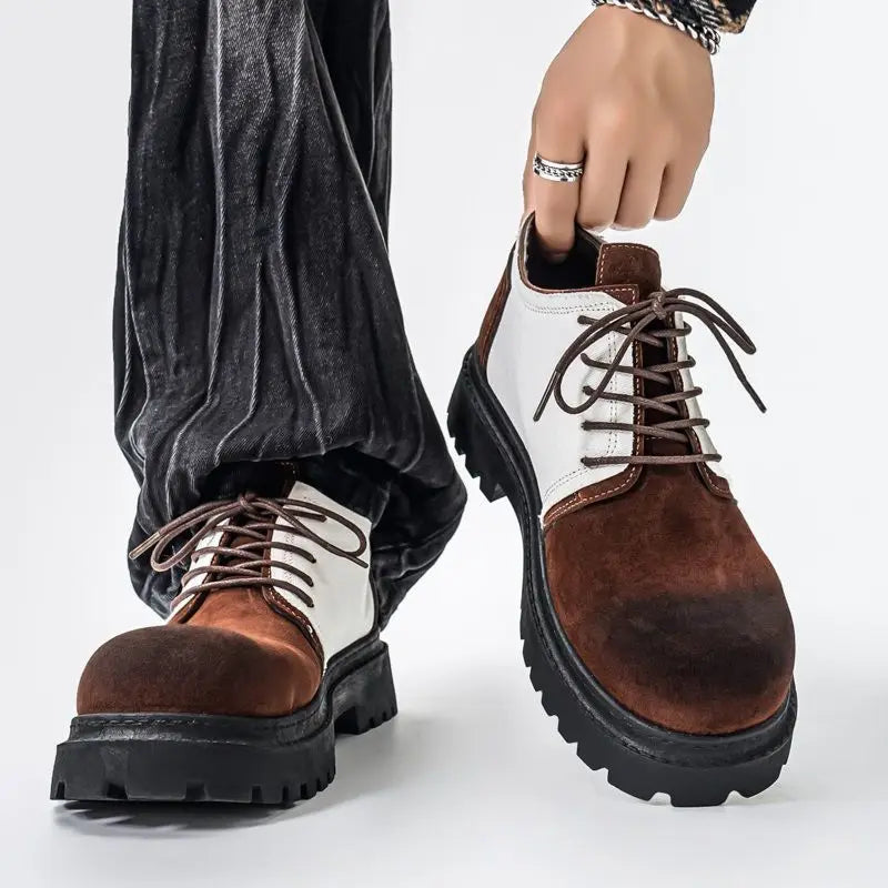 Retro Men’s Derby Shoes – Big Head Platform Sneakers, Handmade Shoes