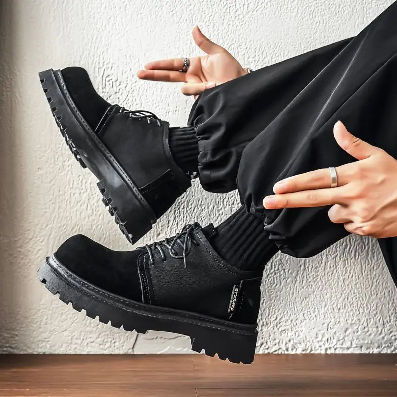 Retro Men’s Derby Shoes – Big Head Platform Sneakers, Handmade Shoes