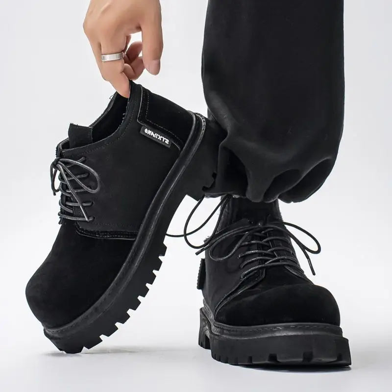 Retro Men’s Derby Shoes – Big Head Platform Sneakers, Handmade Shoes