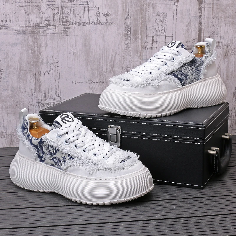 Men’s Retro Canvas Sneakers – Thick Sole Breathable Casual Walking Shoes