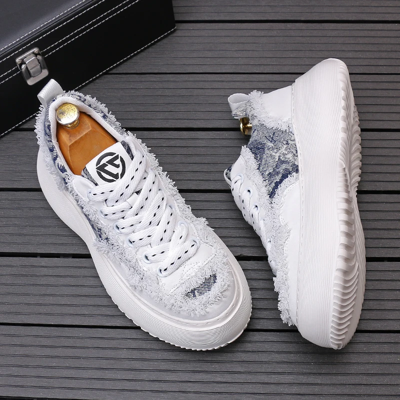 Men’s Retro Canvas Sneakers – Thick Sole Breathable Casual Walking Shoes