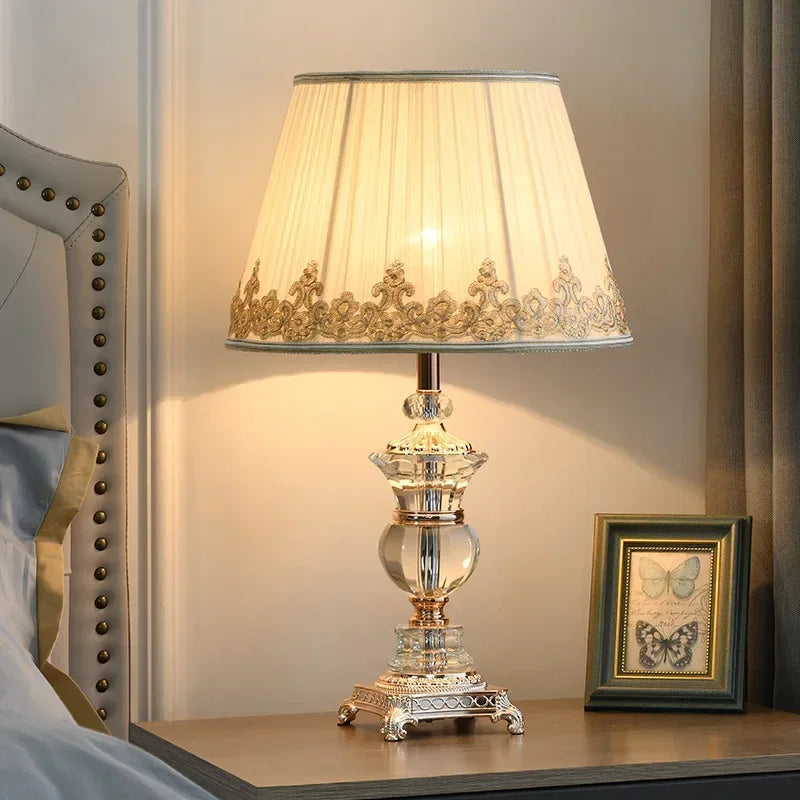New Retro Palace Crystal Table Lamp – Luxury Bedroom & Hotel Bedside Lighting