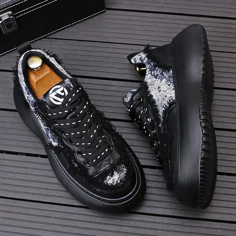 Men’s Retro Canvas Sneakers – Thick Sole Breathable Casual Walking Shoes