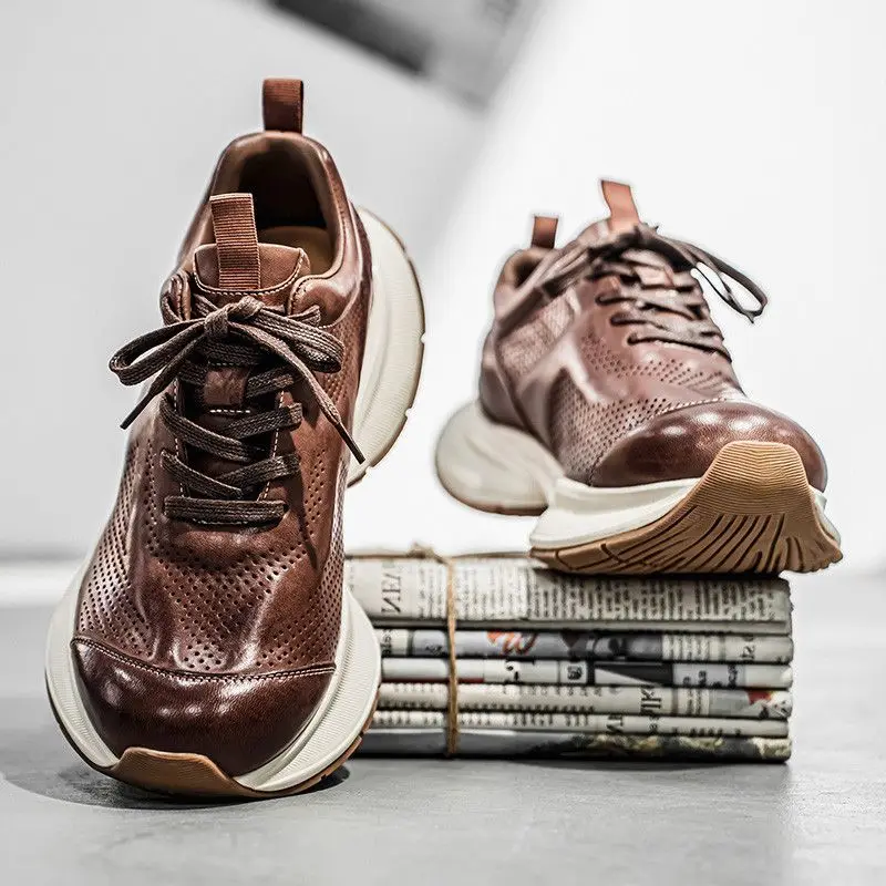 Retro Men’s Sneakers – British Style Casual Leather Shoes