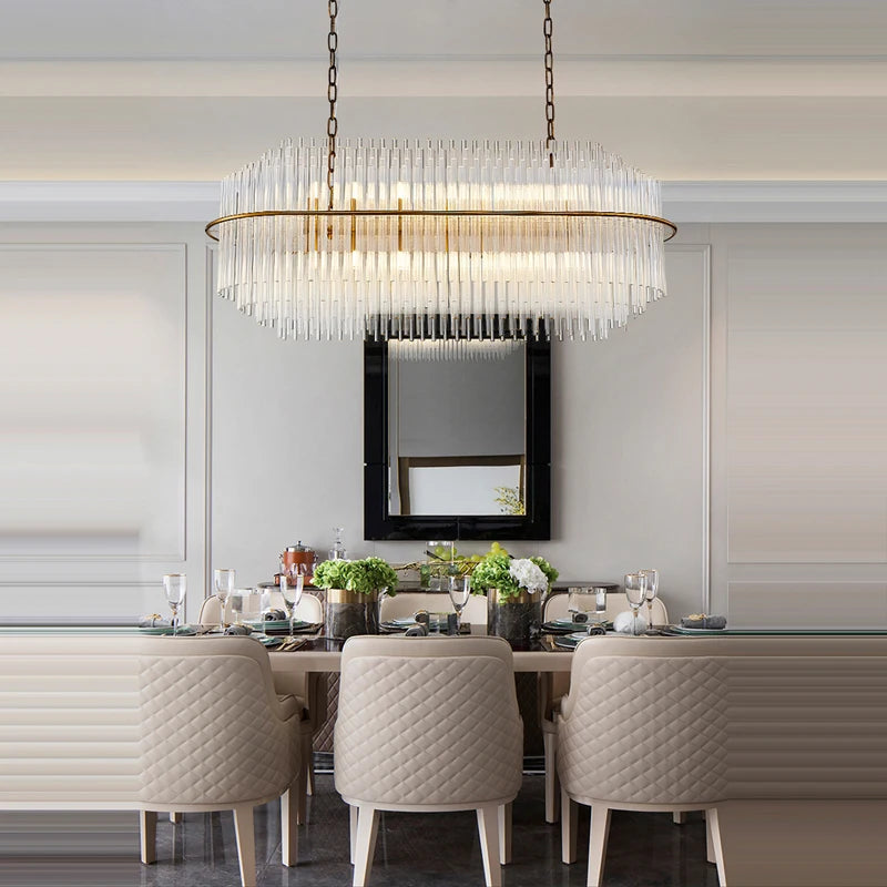 Round Oval Crystal Designer LED Chandelier – Gold, Silver &amp; Chrome Luxury Lighting