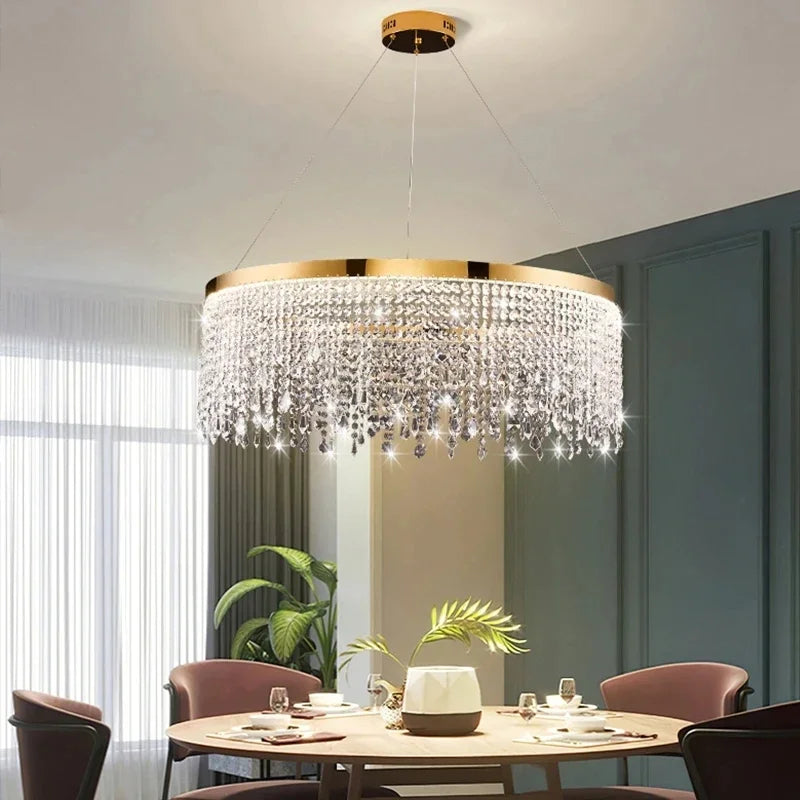 Royal Nordic LED Crystal Chandelier – Luxury Circular Pendant Ceiling Light