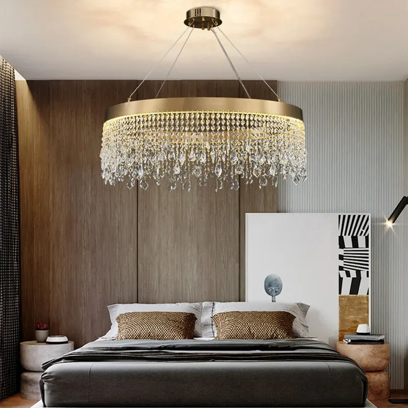 Royal Nordic LED Crystal Chandelier – Luxury Circular Pendant Ceiling Light