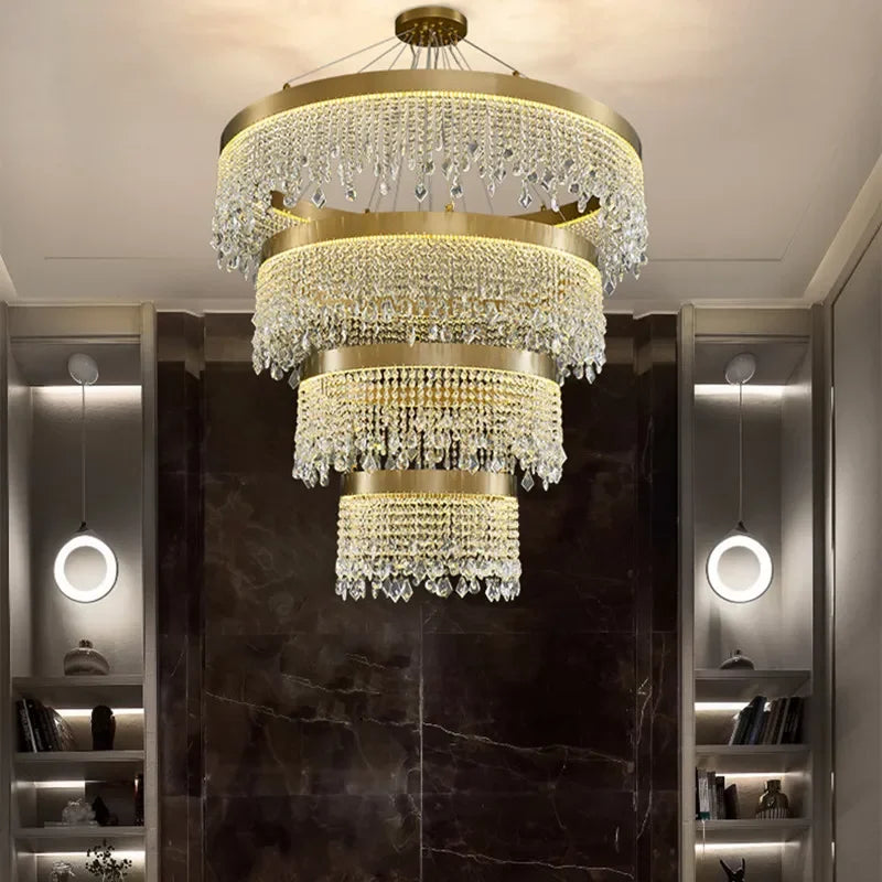 Royal Nordic LED Crystal Chandelier – Luxury Circular Pendant Ceiling Light