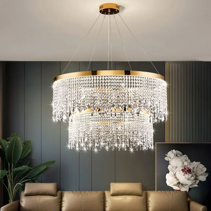 Royal Nordic LED Crystal Chandelier – Luxury Circular Pendant Ceiling Light