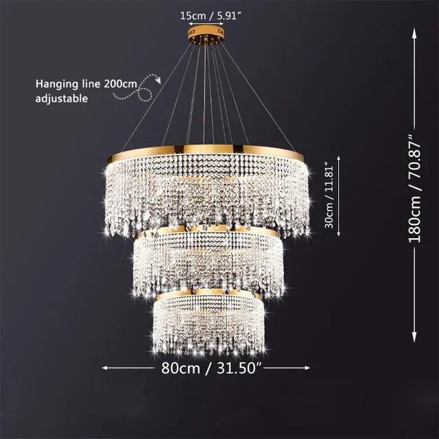 Royal Nordic LED Crystal Chandelier – Luxury Circular Pendant Ceiling Light