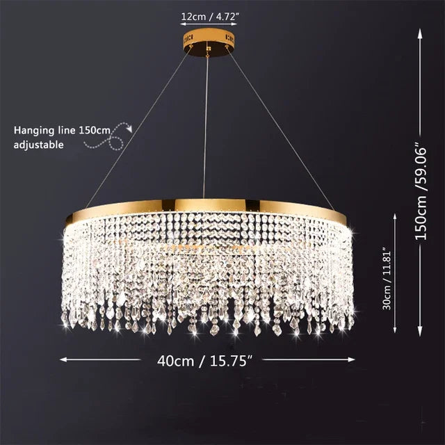 Royal Nordic LED Crystal Chandelier – Luxury Circular Pendant Ceiling Light