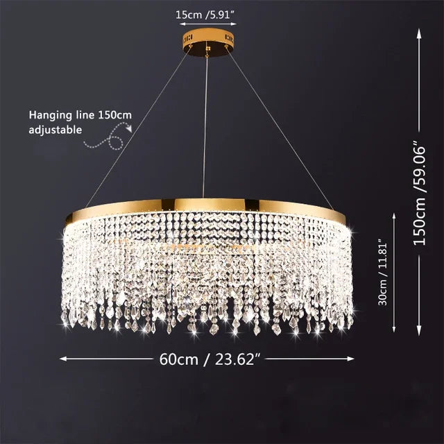 Royal Nordic LED Crystal Chandelier – Luxury Circular Pendant Ceiling Light