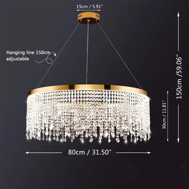 Royal Nordic LED Crystal Chandelier – Luxury Circular Pendant Ceiling Light