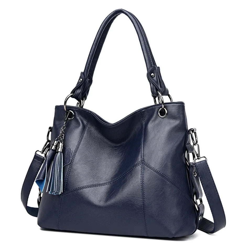 Italian Style Women Casual Tote Bag Luxury Handbag Ladies Genuine Leather Tassels Crossbody Bags