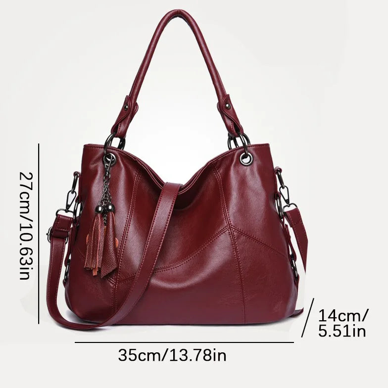 Italian Style Women Casual Tote Bag Luxury Handbag Ladies Genuine Leather Tassels Crossbody Bags