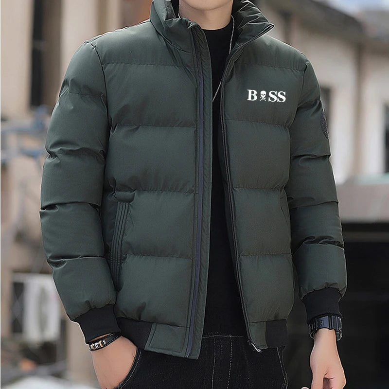 New Stylish Jacket Boss Logo 2024 Men'S Winter Jacket and Coat Cotton Coat Men'S Windproof Thick Thermal